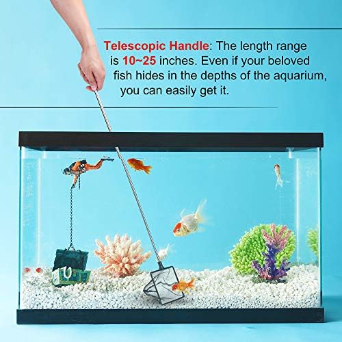 Datoo 5 Inch Aquarium Fish Net For Betta Rish Tank Nano најлон мрежа со рачка за проширување на 10-25 инчи, 1 година гаранција