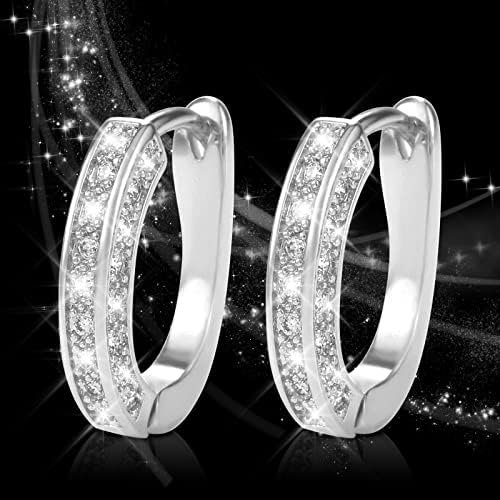 PMMQRRKUU женски срцеви обетки од циркони/обетки од рингони/обетки од циркон/обетки со целосен дијамантски циркон 925 Сребрен накит Подарок за