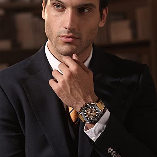 Бенир Менс часовници кварц движење хронограф кожен каиш моден бизнис спорт дизајн 30м водоотпорен рачен часовник отпорен на гребење елегантен часовник