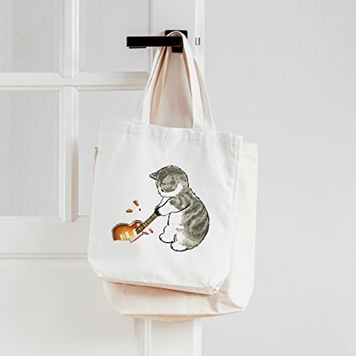 Çинар Без çанта А.ş. Eco Tote Tagn, Tote Tote Tote за жени со мачки печати, патент внатрешен џеб, торба за тота