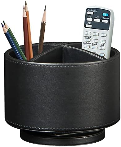 360 ° држач за ротирачки пенкало за биро, држач за далечински управувач со кожени ТВ за маса, симпатична организаторска чаша за молив,