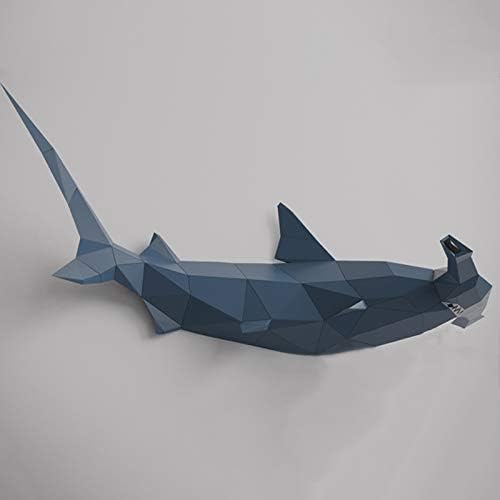 WLL-DP Hammerhead ајкула изгледа 3D уметнички занаетчиски занаетчиски рачно изработени скулптури за хартија за хартија за хартија DIY стереоскопска