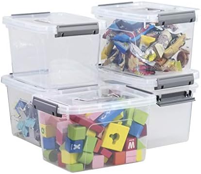 Кидреам 6-Пакет Пластични Јасни Кутии За Складирање На Бравата, 6 Литри Мали Кутии Со Капаци
