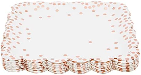 72 Парче Конгети за еднократна употреба за еднократна употреба со плочи со хартиени плочи, салфетки, чаши за резерви на забави од розово злато