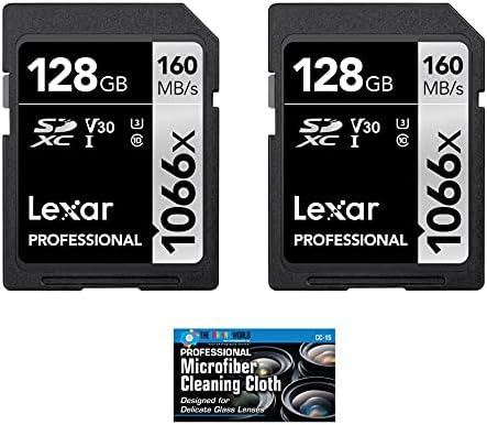 Lexar 64gb Професионални 1066x Sdxc Класа 10 UHS-I Мемориска Картичка 2 - Пакет Пакет Со Микрофибер Крпа
