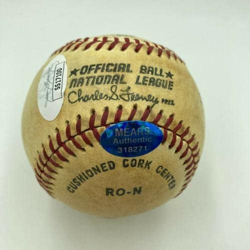 Лу Брок 8-13-1979 3.000-ти хит потпишана игра користена бејзбол со Mears & JSA COA-MLB автограмирана игра користена бејзбол