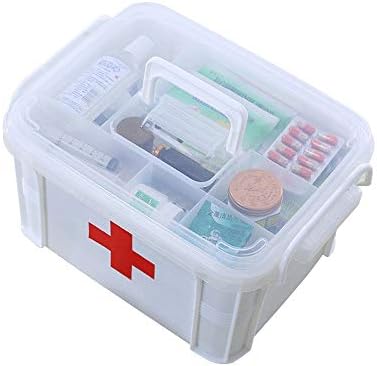 Кутија за медицинско складирање на SCDHZP, мала преносна рака за носење пластична медицина за прва помош Организатор за двојни слоеви со