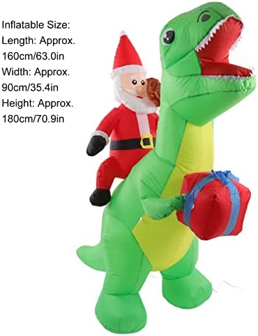 Декорации за надувување на божиќни диносауруси Asixxsix, 2,3ft Симпатично возење Дедо Мраз на божиќни украси на отворено на диносаурус