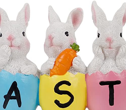 Д-рДуду Велигденски украси Велигденски јајца зајаче, рачно насликана смола Велигденска таблета центар, Велигденски декор, фигура за домашна