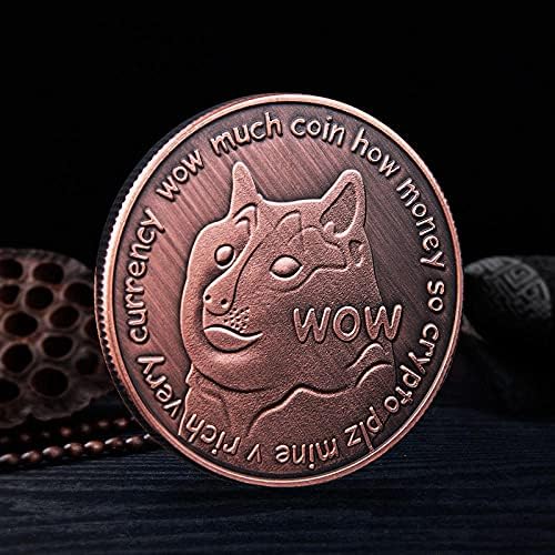 Комеморативна монета 1 мл Догекоин Комеморативна монета Бакар Догекоин Cryptocurrency 2021 Ограничено издание Колекционерска монета со заштитен