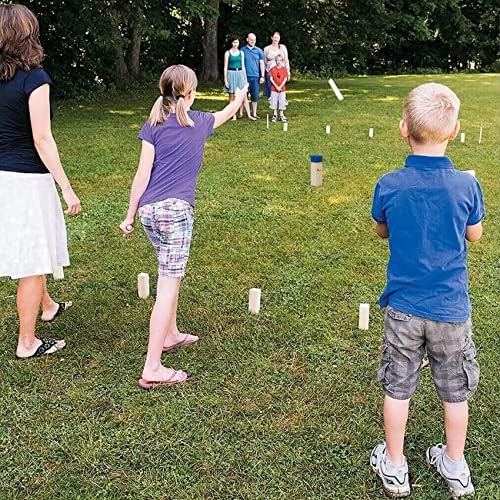 Сет на игри во дворот на Kubb Yard, Kubb Game Set со торба за носење - дрвена игра со фрлање поставени за надворешни тревници