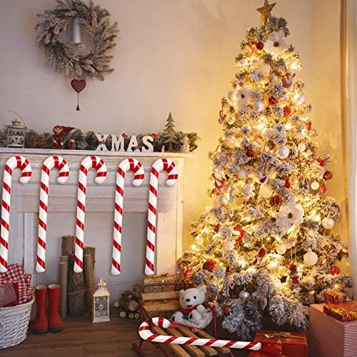 12 парчиња надувување бонбони трска Божиќни бонбони балони за украси за забави, украси на трска со бонбони, украси за Божиќ, занаетчиски