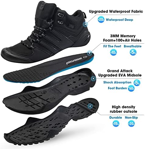 Гранд напад чизми за пешачење мажи водоотпорни, машки глужд високи чевли за пешачење чевли на отворено лесни патеки за патеки