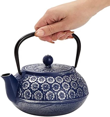 Сино леано железо кинески чајник со инфузер за лабав чај од лисја, вклучува капа за рачка и отстранлив капак