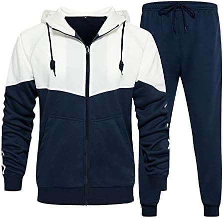 Обичен костум за спортска облека за мажи, џогирање на отворено пешачење за потење есен и зима сет за совпаѓање на нова лабава боја