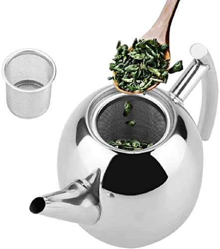 PDGJG чајник од чај од не'рѓосувачки челик со отстранлив инфузер за лабави кесички од лисја и чај, безбедна машина за миење садови и отпорна на топлина