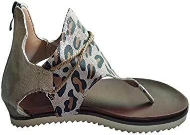 Жени чевли женски модни рамни сандали случајни удобни сандали крави леопард печати клип-пети-пети сандали на плажа