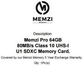 MEMZI PRO 64gb Класа 10 80MB / s Sdxc Мемориска Картичка За Никон DL Или Никон 1 Серија Дигитални Камери