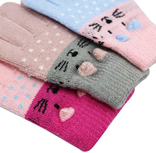Rarityus 2 или 3 пара деца симпатична мачка топли ракавици зимски плетени белезници за момчиња девојчиња дете од 0-15 години