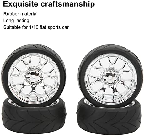Vbestlife RC Tire Set, 4PCS 2,6инч гума RC CAR гуми со пластични венчиња се вклопуваат за повеќето рамни спортски автомобили