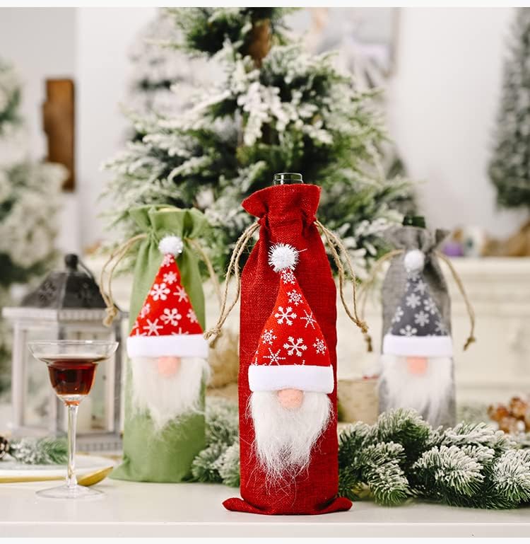 Mtghyare Божиќни шише со шише со вино за еднократно шише за вино за шише со вино за подароци Божиќни гноме