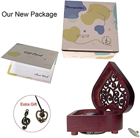 Pursuestar Heart Wood Rotary Windup Music Box врежана гроздобер часовници музички кутии подароци за роденден/Божиќ/Денот на благодарноста/Денот