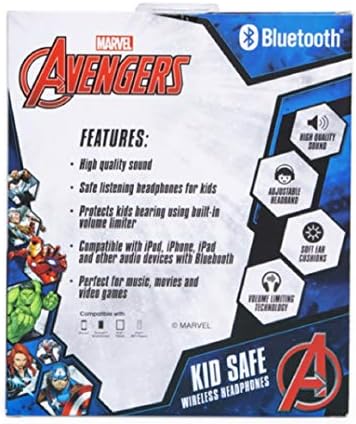 Tech2Go Marvel Avengers Деца безбедни слушалки со вградени волуменски ограничувачки карактеристики за безбедно слушање