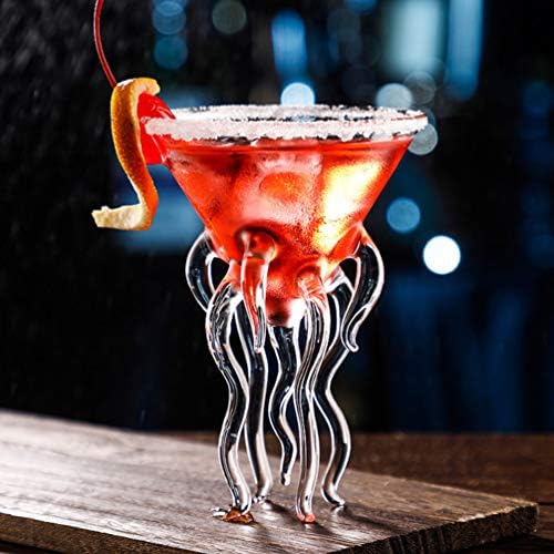 2 парчиња октопод стакло Мартини медула чаши чаши за пијалоци бар со алатки за куќиште за куќички за домашни забави банкет свадба Транспарентен