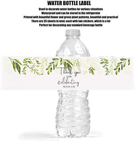Етикета за шише со вода, силна материјална хартија материјал материјал за цвеќиња со шише со вода цветна шема водоотпорна 70 парчиња