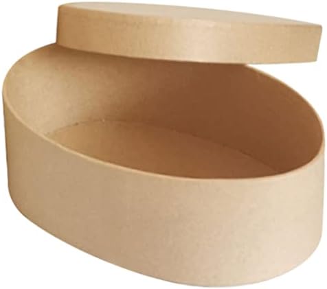 Luxshiny Paper Mache Box овална форма Kraft хартија кутии со капаци за изработка на додатоци за складирање Козметика накит подароци дома 20x14cm