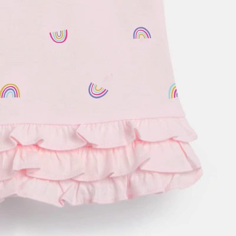 Lamgool Бебе девојки лето обичен фустан со кратки ракави цртан филм во форма на униформа поло фустан за играње облека од 2-7T