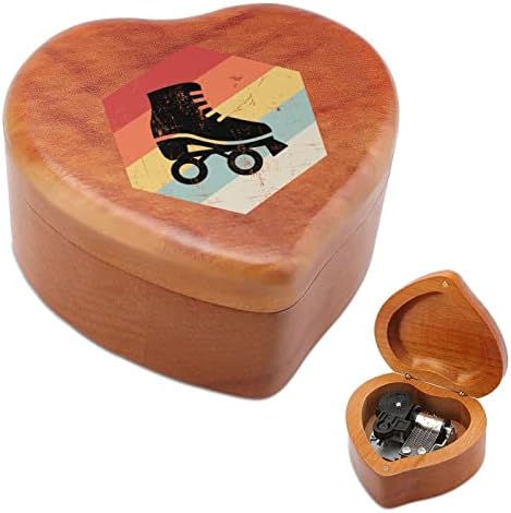 Гроздобер ролериски лизгалки пошумени музички кутии Гроздобер врежана срцева музичка кутија подарок за Божиќ роденден на годишнината од