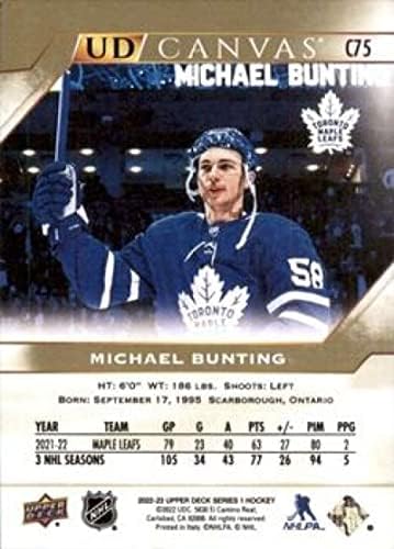 2022-23 Горна палуба UD CANVAS C75 MICHAEL BUNTING TORONTO MAPLE LEAFS NHL HOCKEY CARTING CART