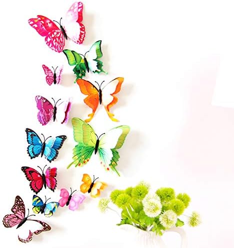 FOVSHNG 24PCS 3D Пеперутка Ѕид Декор Пеперутки Налепници Отстранлив Пеперутка Ѕид Налепници За Девојки Деца Спална Соба И Соба Декорација