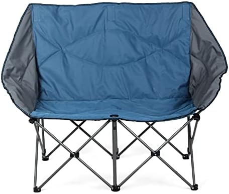Ајде да кампуваме кампување стол за преклопување на тешката lovesубовна работа со поддршка на држачот за чаши 450 фунти Преголема челична рамка