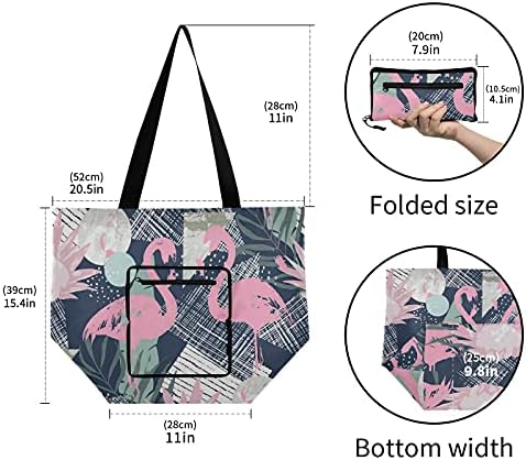 Апстрактна фламинго преклопена рамо торбичка торба за еднократна употреба на намирници со тешка школа торба торба за купување на плажа