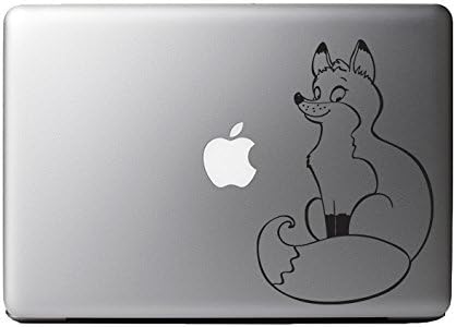 Симпатична цртана филмска лисица- црна винилна декларација за 13 лаптоп
