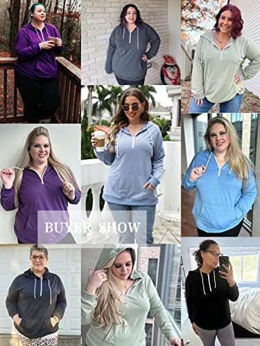 Vislily Women-Plus-Plus-Size-Size-Humperies Zip-Up Hood Sweatshirts лесни врвови со долги ракави со џеб 1x-4x