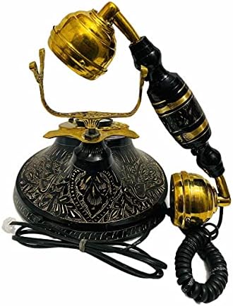 Антички Наутички Месинг Врежан Прекрасен Ротационен Телефон Во Стар Стил За Домашен / Канцелариски Декор