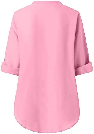 Блуза тинејџерски девојки Краток 1/2 ракав 2023 шифон длабок v врат бранч лабав вклопна обична кошула за блуза за жени GB