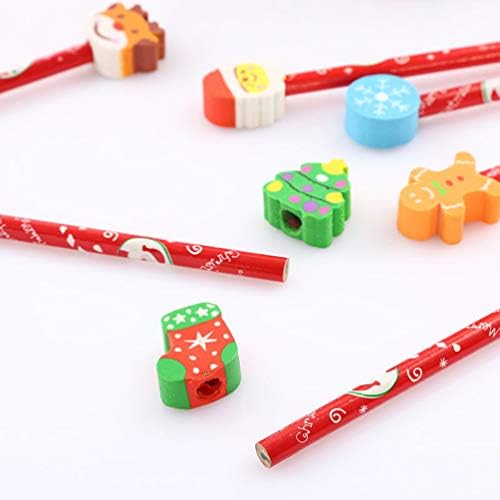 Toyandona 24 парчиња Божиќни моливи со бришачи, цртани Божиќни моливи со бришач за Божиќни подароци за деца за деца