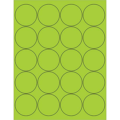 Логика на лента со авиидити 2 флуоресцентни етикети со зелен круг, за печатачи со ласер и инк -џет, трајно лепило, лист 8 1/2