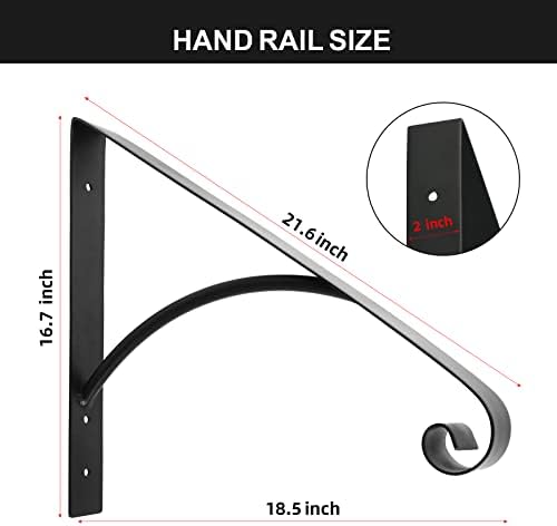 Scieo Black Single Step Handslails, Wallид монтиран метал ковано железо со кратки рачни огради, се вклопуваат скали од 1 или 2 чекори идеални