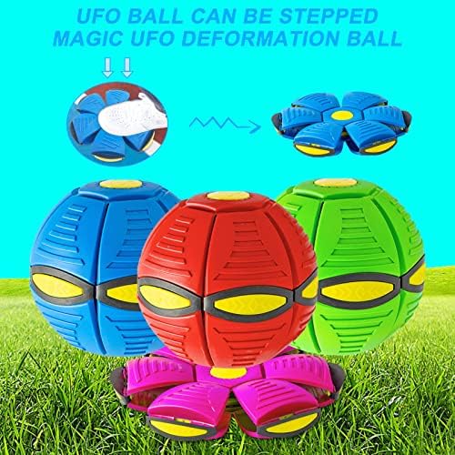 Hiccval Magic Flying Cass Toll, Magic Ball Toy со светла, рамна летачка чинија за магична деформација топка за деца на отворено