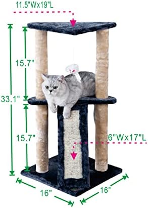 GO PET CLUB 35 агол мачка дрво писе кула кула кула кондо куќа мебел со табла за гребење и виси играчки за мачки во затворен простор,