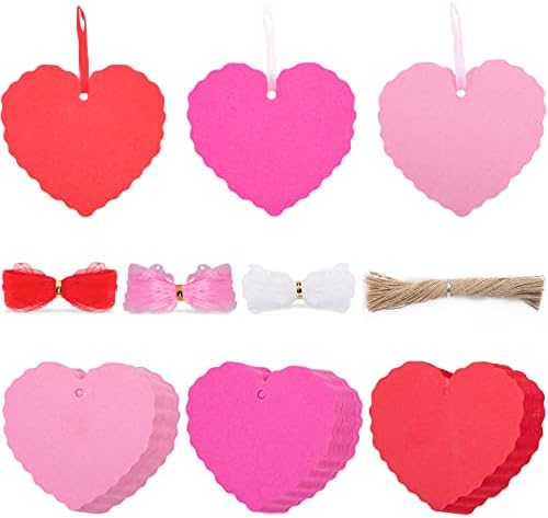 SallyFashion 240pcs Валентин Срце Подарок Тагови, Розова Хартија Тагови Во Облик На Срце Хартија Етикети За Денот На Вљубените Денот На Мајката