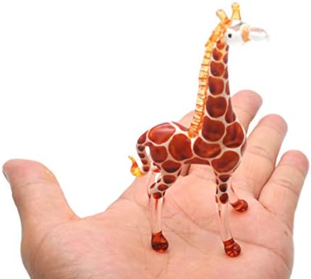 Рачно разнесена стаклена фигура кафеава жирафа рачно изработена минијатурна уметност на животни