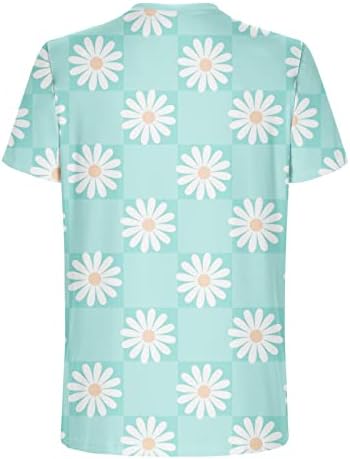 Менс обична маичка маица 3Д цвеќиња печати маички кошули екипаж вратот на вратот на кратки ракави врвови на летни врвови на хавајски