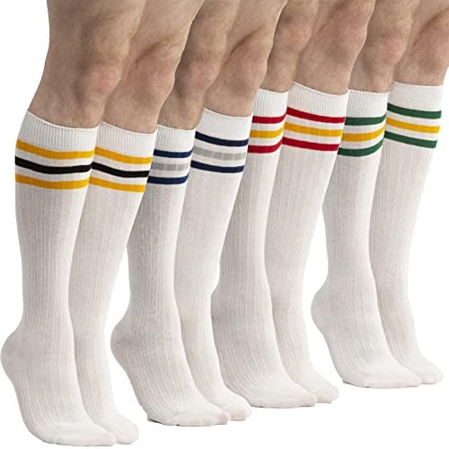Serici 4 x Mens Knee High Cotton Chops Chods | Над чорапите со теле | Чорапи за облекување | Големина 9-11