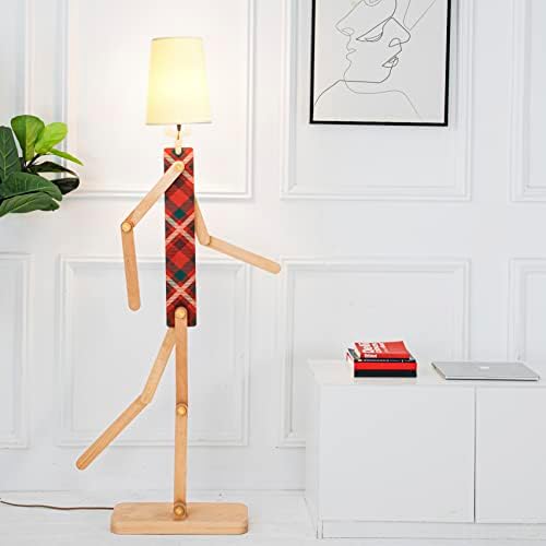 Lamfurart Шарена подни ламби, уметнички стил кул дрвена подна ламба како подарок за дневна соба, детска соба, спална соба, студија и